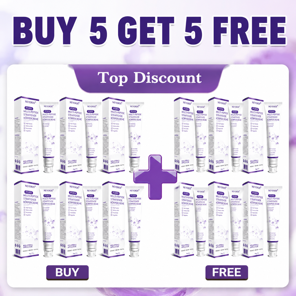 𝑵𝒆𝒚𝒆𝒓𝒐𝒔® PDRN Multi-Peptide Massaging Body Roller Cream- Anti-aging, Hydrating, Skin Firming & Lifting, Skin Repair, Even Tone, Acne and Dark Spot Treatment, Wart and Mole Removal, and Psoriasis Relief