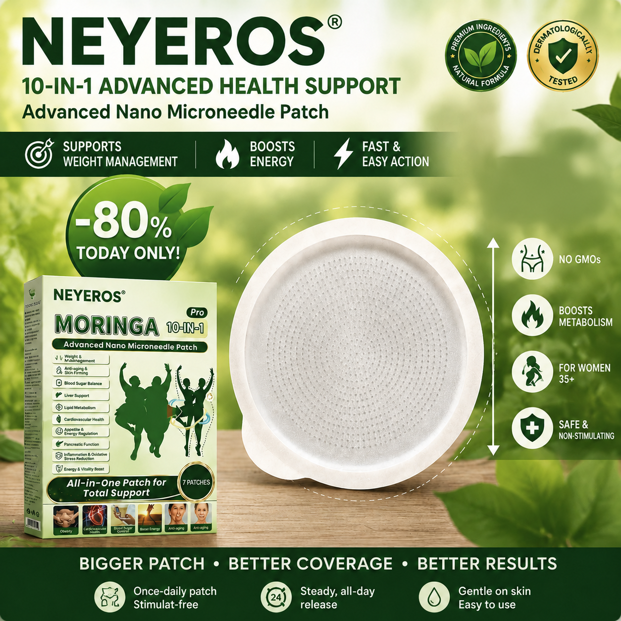 💚 NEYEROS® | Herbal Extract 10-in-1 Slimming Night Repair Nano Micro Needle Patch – Advanced Care Adhesive Patch