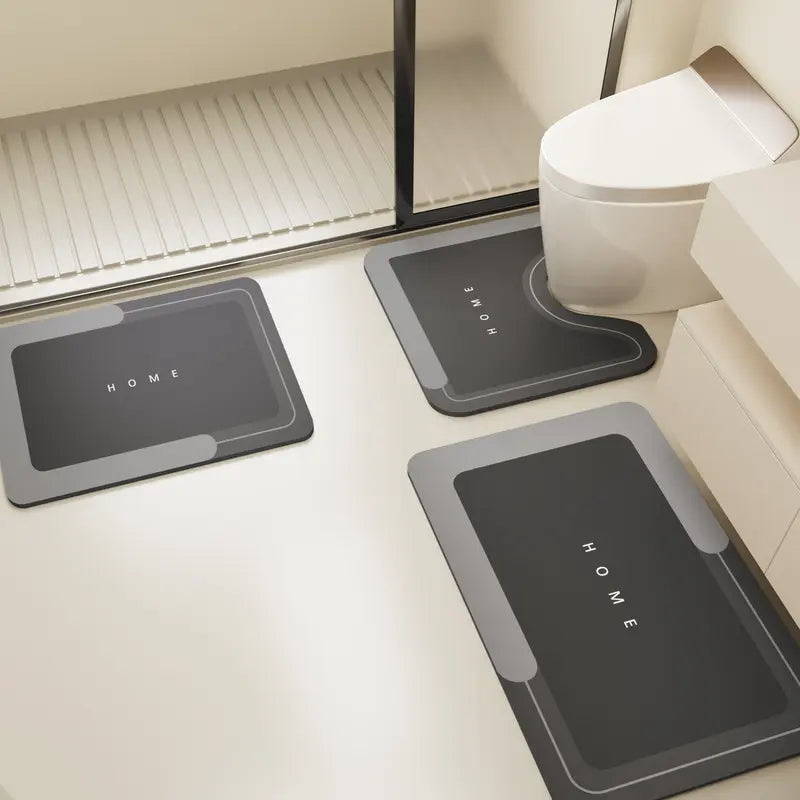 SoftStep 3-Piece Bath Mat Set – Absorbent, Quick-Drying & Non-Slip Rubber Backing