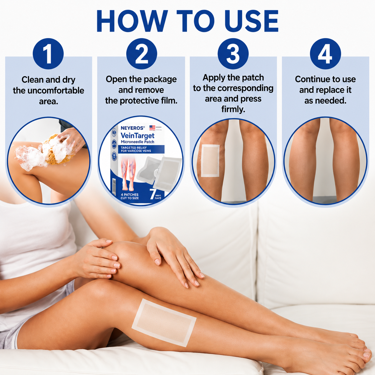 NEYEROS® VeinTarget Microneedle Patch ⚡ Fast-Acting Comfort, Long-Lasting Support