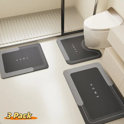 SoftStep 3-Piece Bath Mat Set – Absorbent, Quick-Drying & Non-Slip Rubber Backing