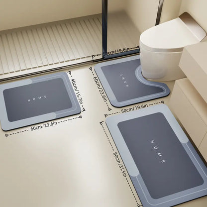 SoftStep 3-Piece Bath Mat Set – Absorbent, Quick-Drying & Non-Slip Rubber Backing